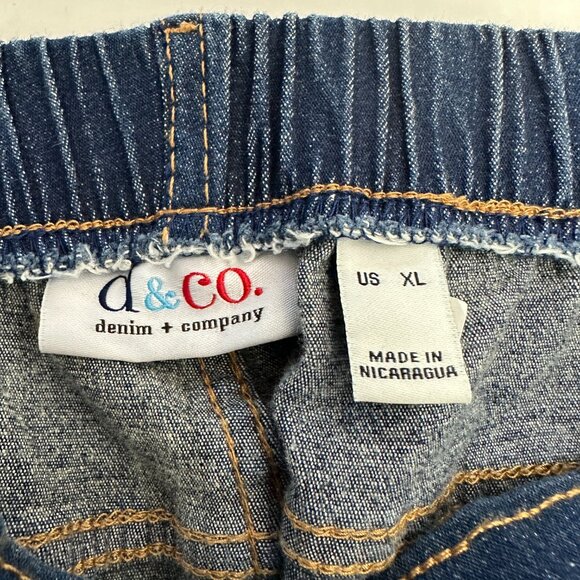 Denim & Co Back Elastic Straight Leg Women's size XL Dark Wash Blue Denim jeans - Picture 3 of 5